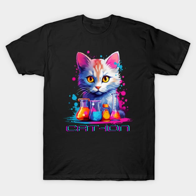 Chemist cat wpap, cation, chemistry, laboratory, kitty in lab T-Shirt by Pattyld